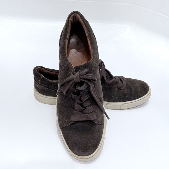Frye Ivy Low Lace Sneakers Leather Suede Size 8.5 - Picture 12 of 13